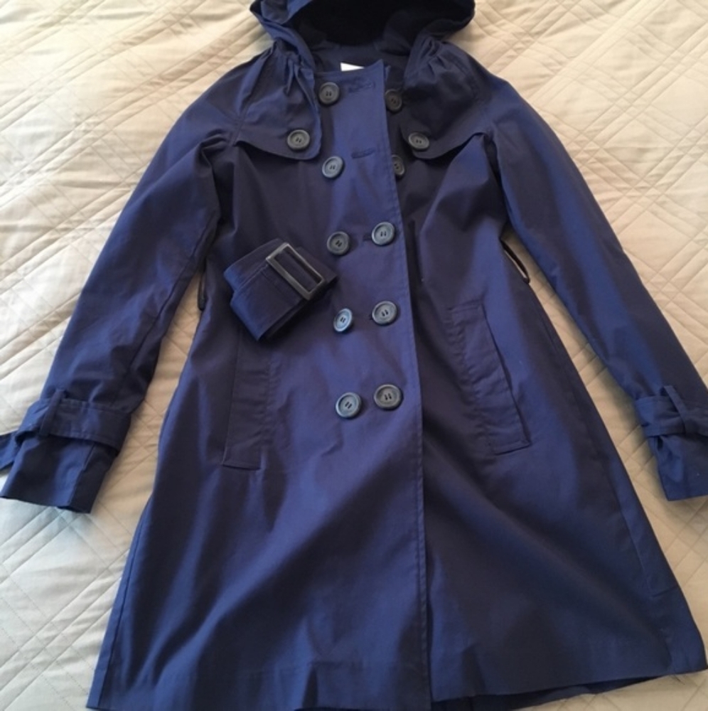 Bb Dakota | Navy hooded trench coat